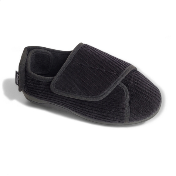 Comfortable Cozy Adjustable Corduroy Slippers Black size 8 - Picture 1 of 12